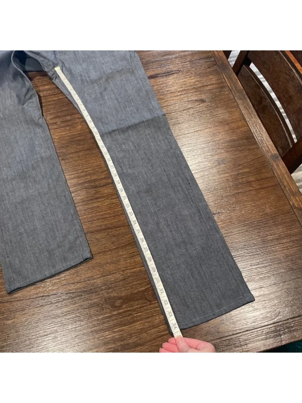 AG Matchbox Slim Straight Pant 32x34.5 Navy Gray Herringbone Office Work Stretch